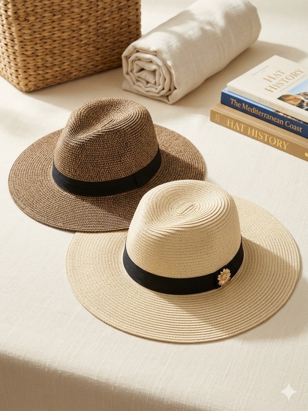 Talbots Brown Woven Straw Sun Hat with Inner Band